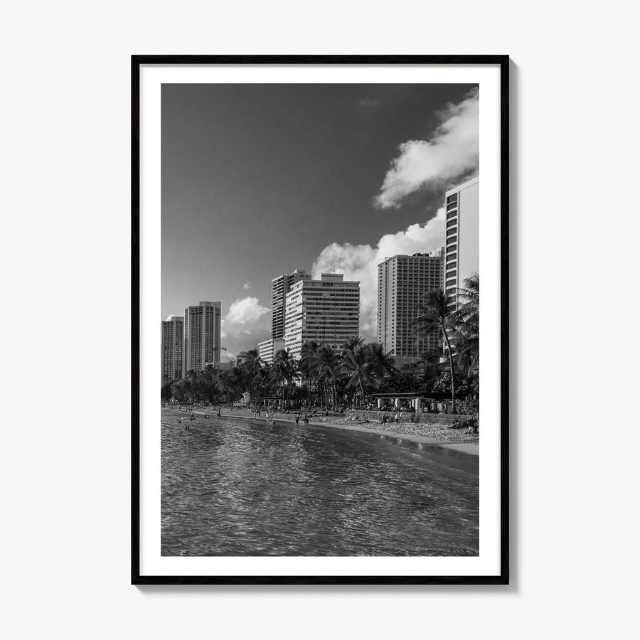 Waikiki Photo Poster, framed poster mockup, white border