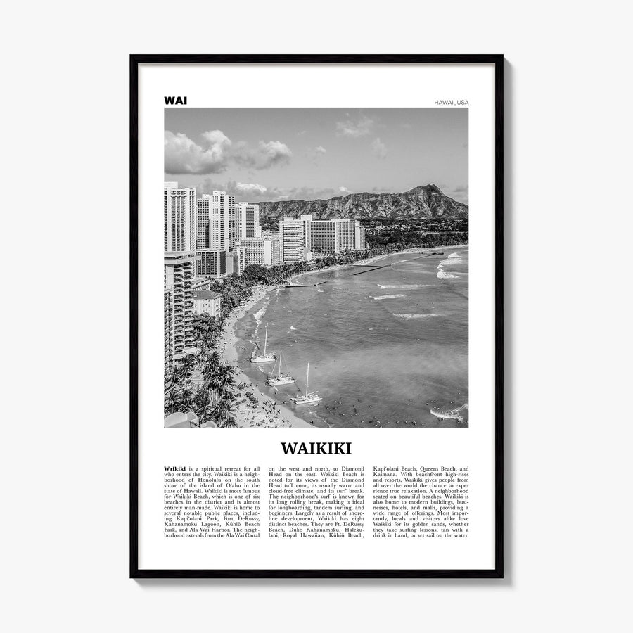 Waikiki Newspaper Poster, framed poster mockup