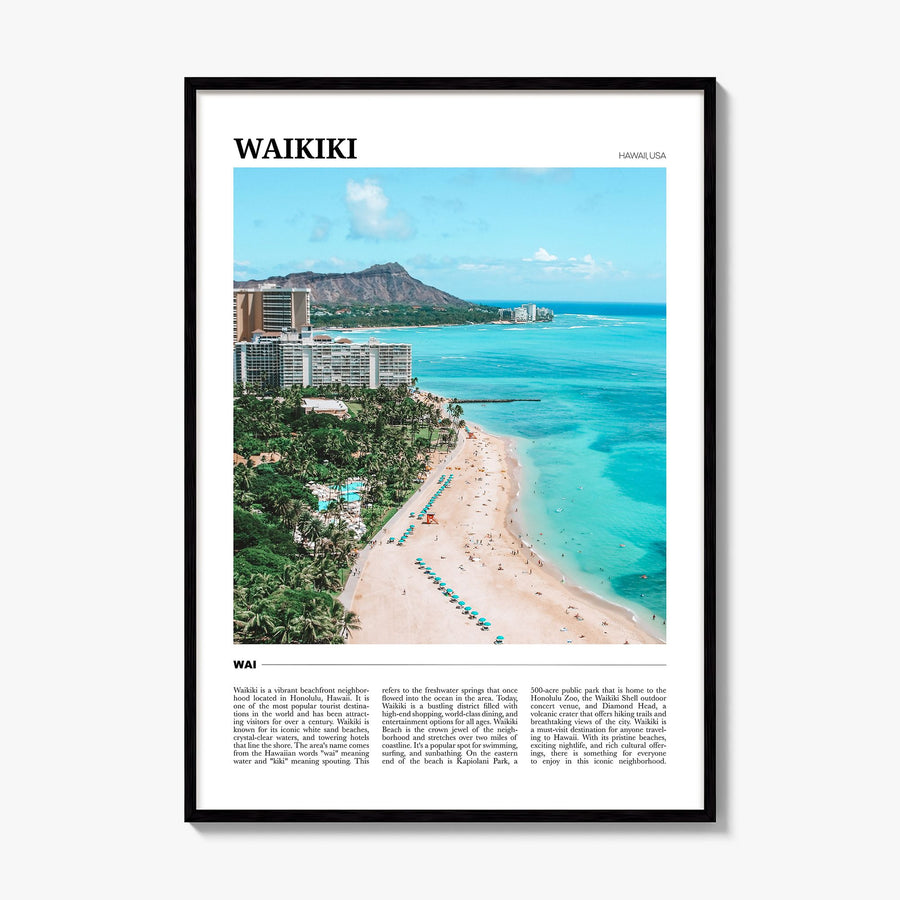 Waikiki Travel Poster, framed poster mockup