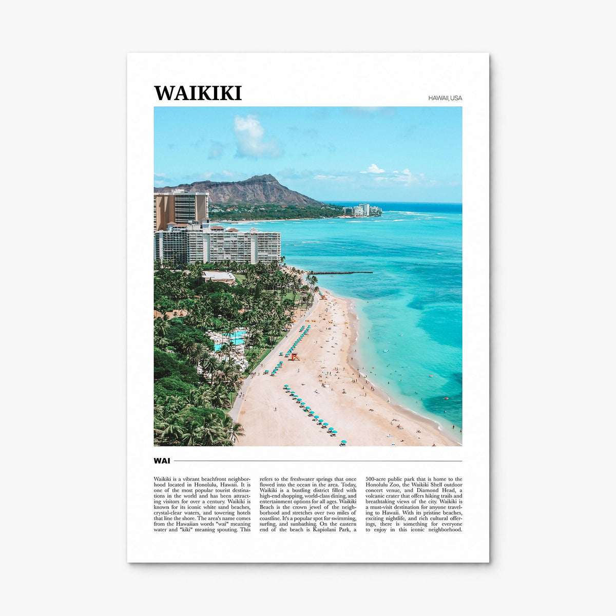 Waikiki Travel Poster, print only (unframed)