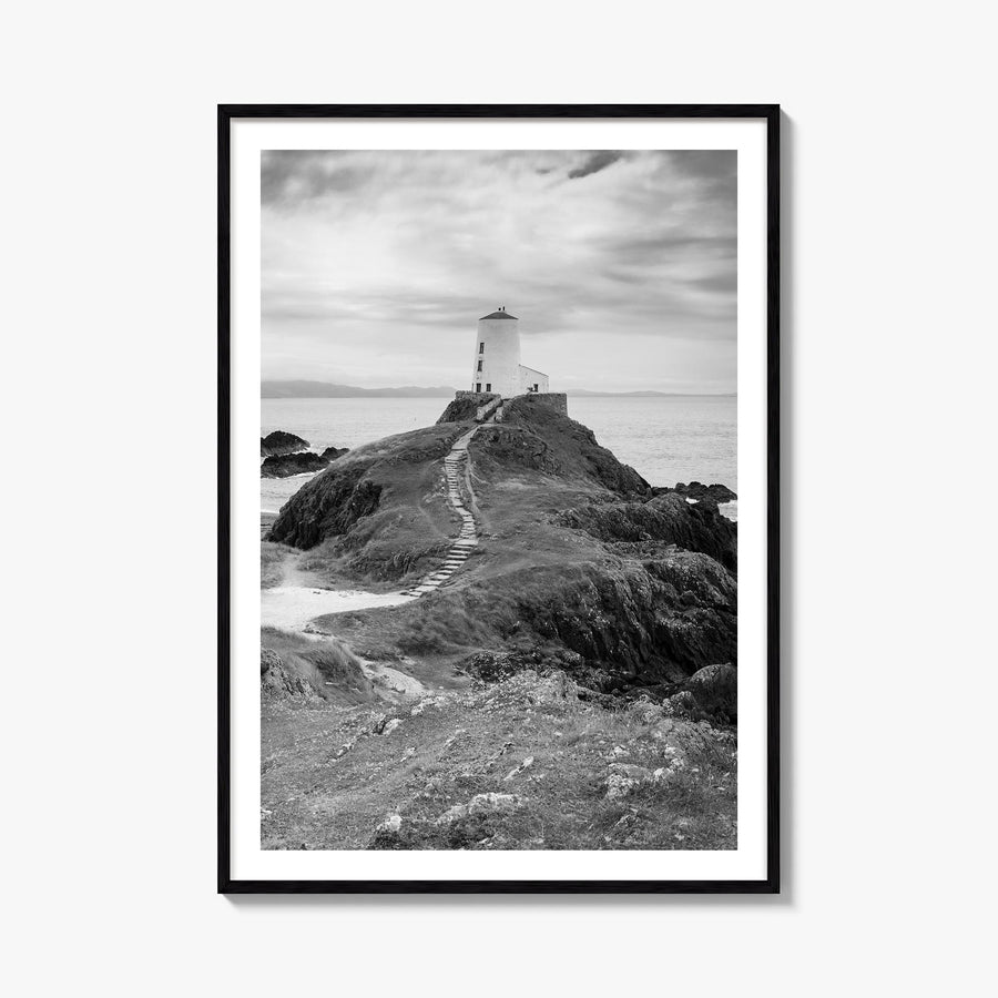 Wales black & white photo poster of United Kingdom – vertical wall art, unframed print shown in interior mockup