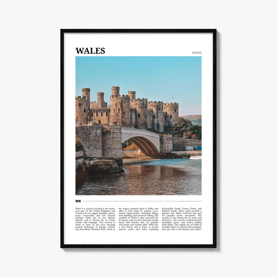 Wales colorful travel poster of United Kingdom – vertical wall art, unframed print shown in interior mockup