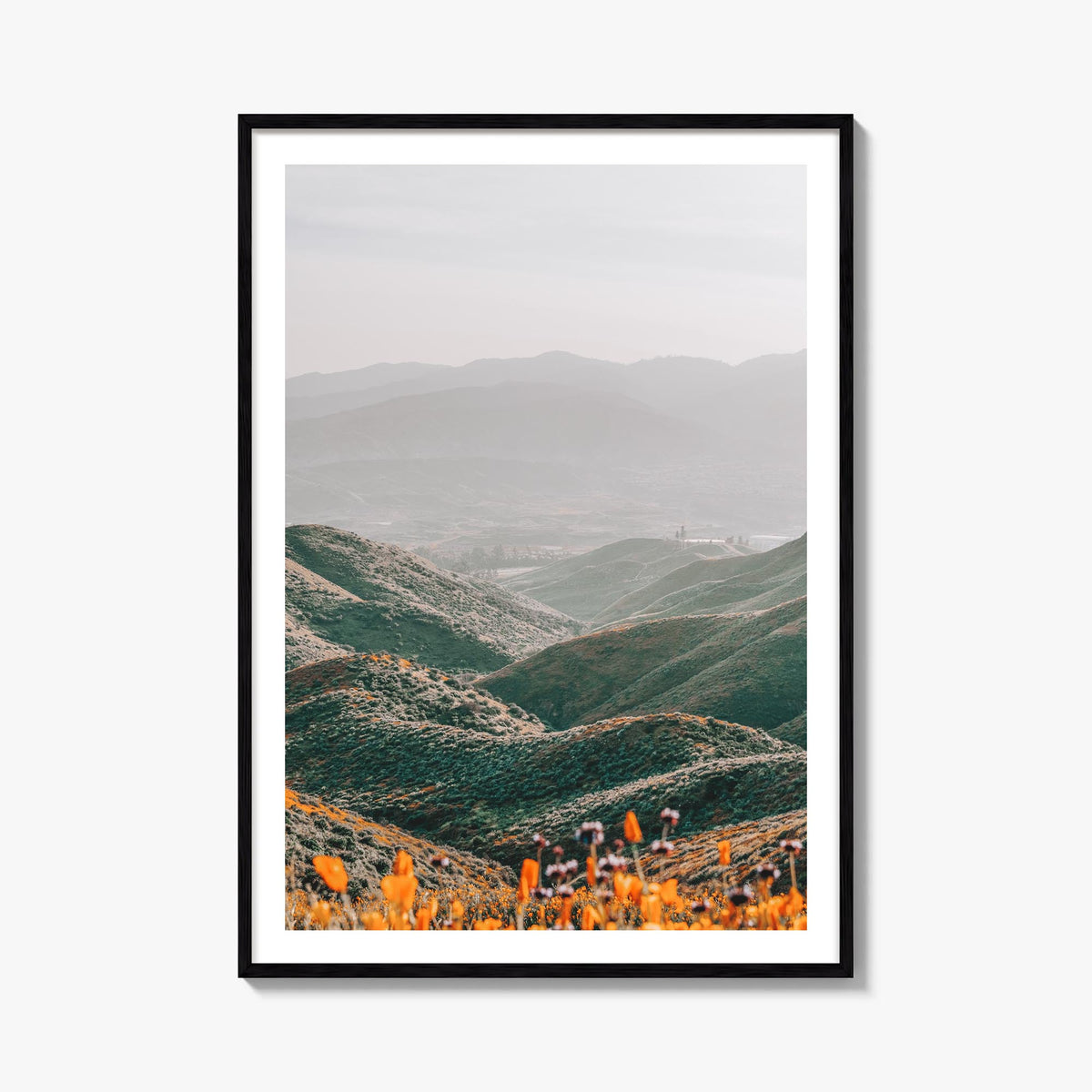 Walker Canyon colorful photo poster of California, USA – vertical wall art, unframed print shown in interior mockup