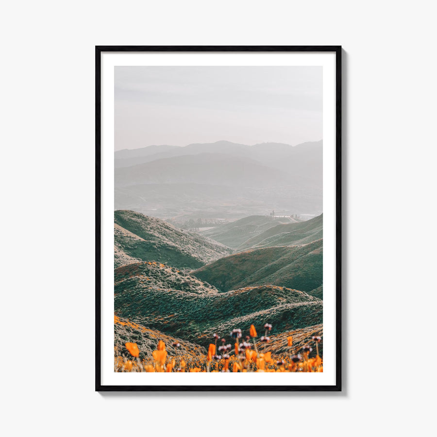 Walker Canyon colorful photo poster of California, USA – vertical wall art, unframed print shown in interior mockup
