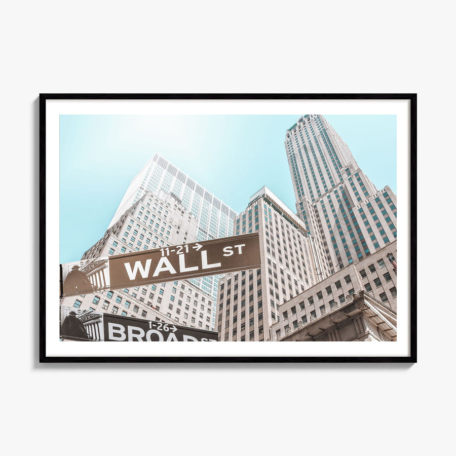 Wall Street Photo Poster, framed poster mockup, white border