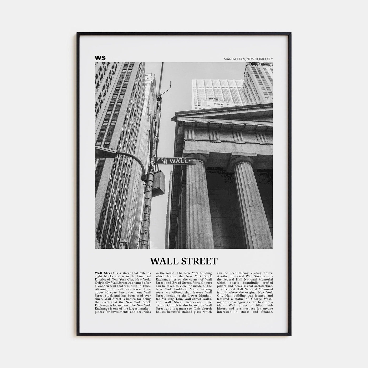 Wall Street Poster Black Metal / 8x12 in Nbourhood Travel B&W Poster