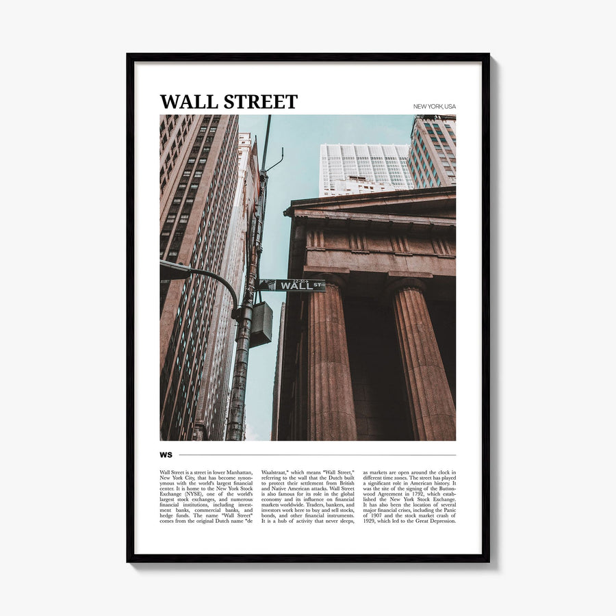 Wall Street Travel Poster, framed poster mockup