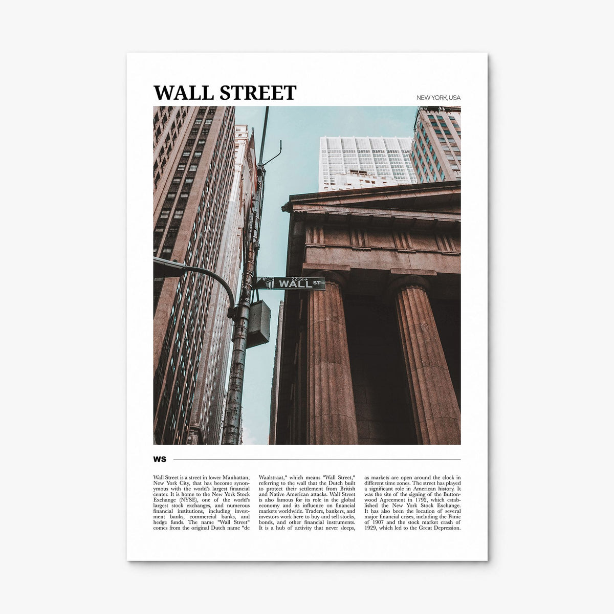 Wall Street Travel Poster, print only (unframed)