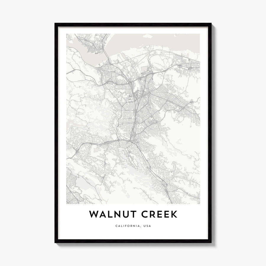 Walnut Creek Map Poster, framed poster mockup