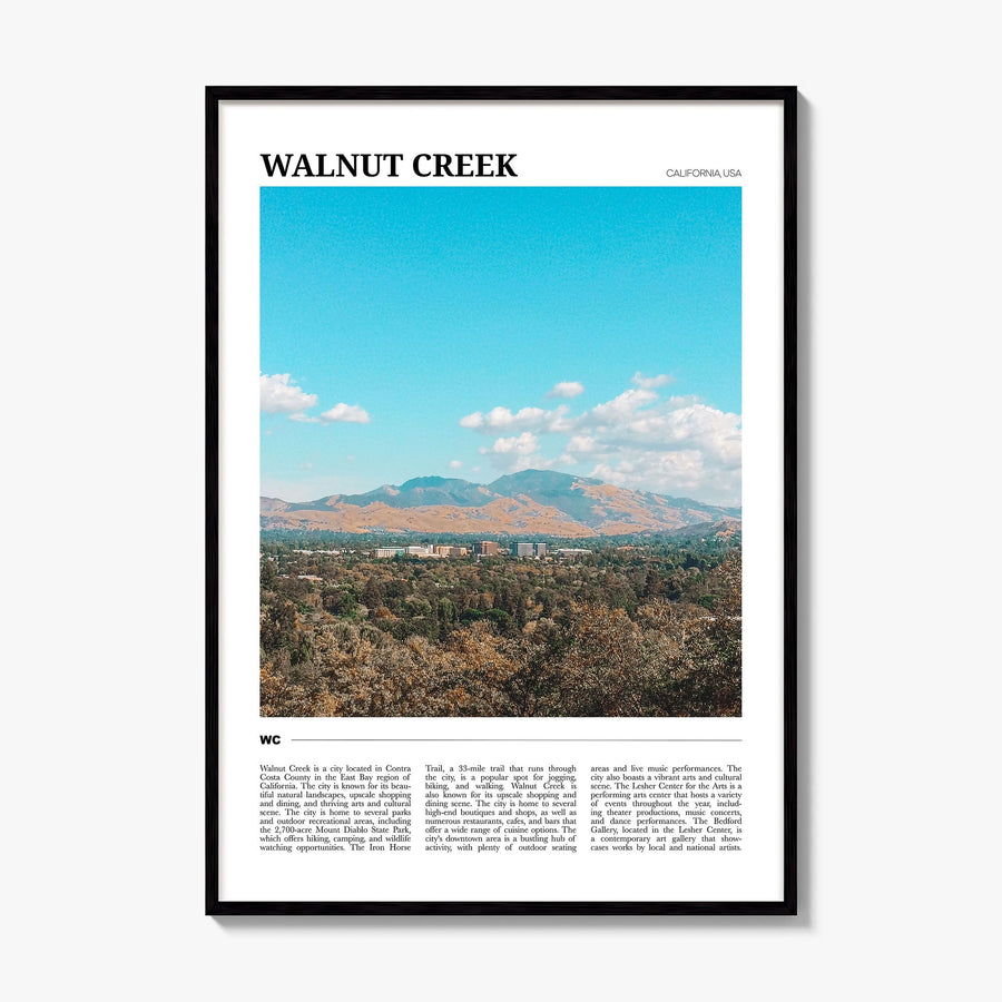 Walnut Creek Travel Poster, framed poster mockup