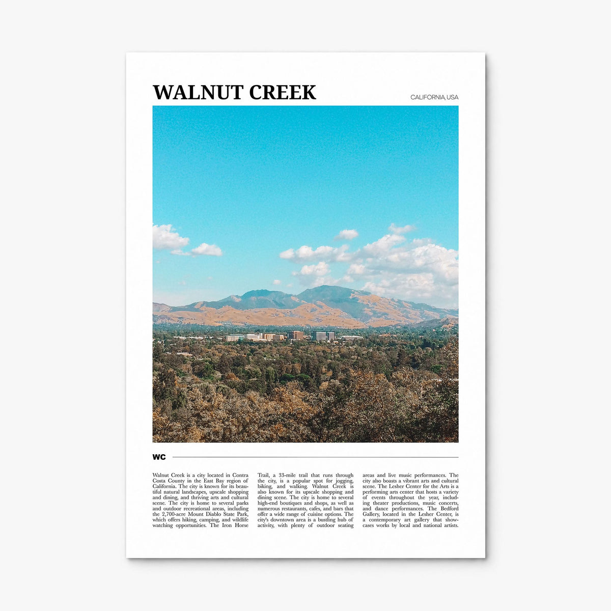 Walnut Creek Travel Poster, print only (unframed)