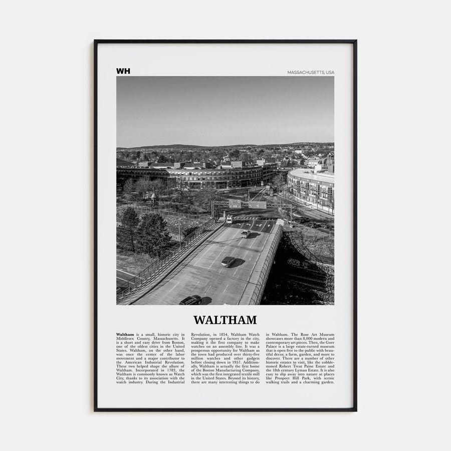 Waltham Poster Black Metal / 8x12 in Nbourhood Travel B&W Poster