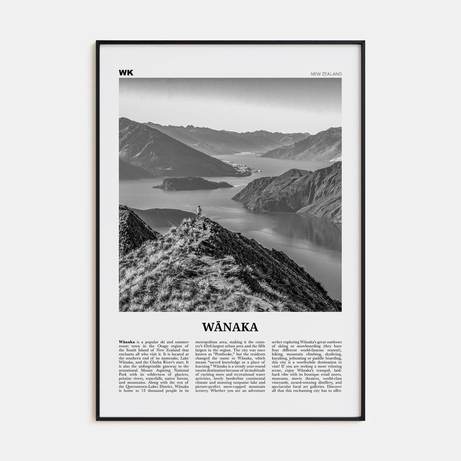 Wānaka Poster Black Metal / 8x12 in Nbourhood Travel B&W Poster