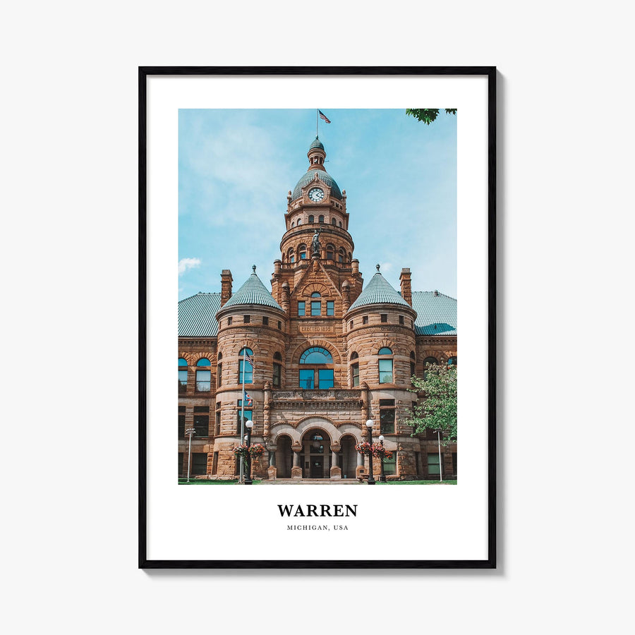 Warren colorful classic poster of Ohio, USA – vertical wall art, unframed print shown in interior mockup