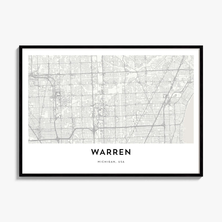 Warren Map Poster, framed poster mockup