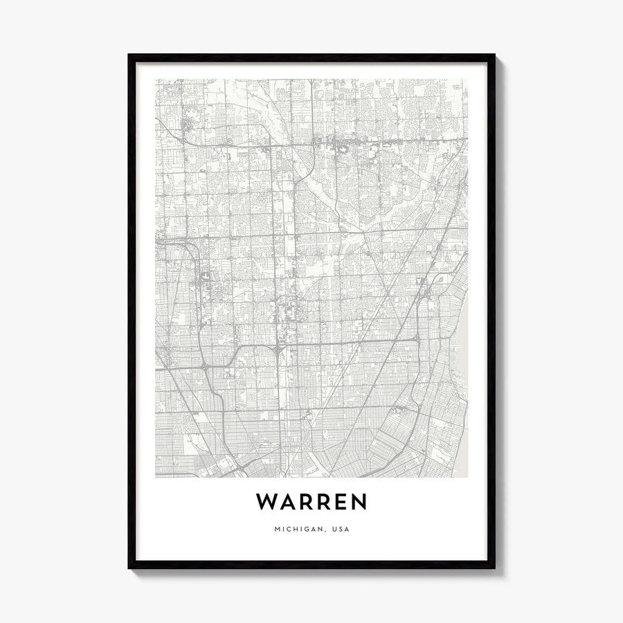 Warren Map Poster, framed poster mockup