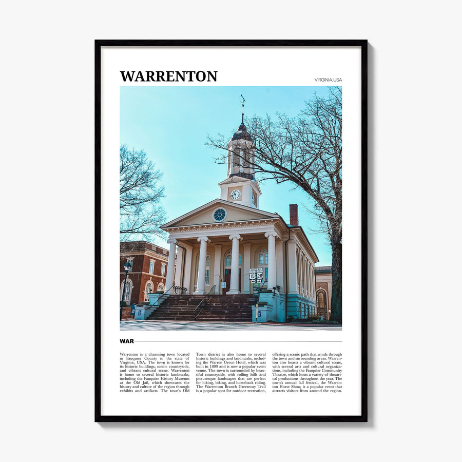 Warrenton Travel Poster, framed poster mockup