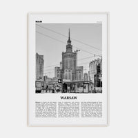 Warsaw Poster White Wood / 8x12 in Nbourhood Travel B&W Poster