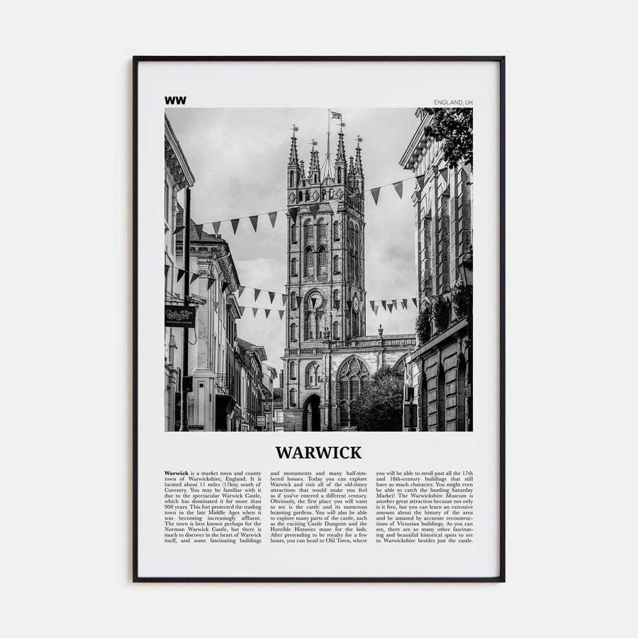 Warwick Poster Black Metal / 8x12 in Nbourhood Travel B&W Poster