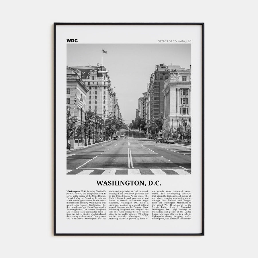 Washington, D.C. No 2 Poster Black Metal / 8x12 in Nbourhood Travel B&W Poster