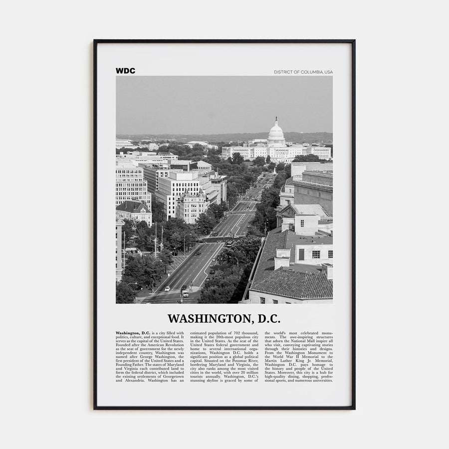 Washington, D.C. No 3 Poster Black Metal / 8x12 in Nbourhood Travel B&W Poster