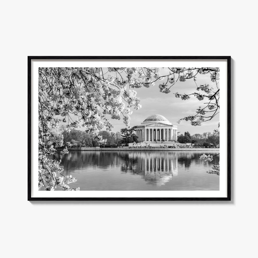 Washington, D.C. black & white photo poster of District of Columbia, USA – horizontal wall art, unframed print shown in inter