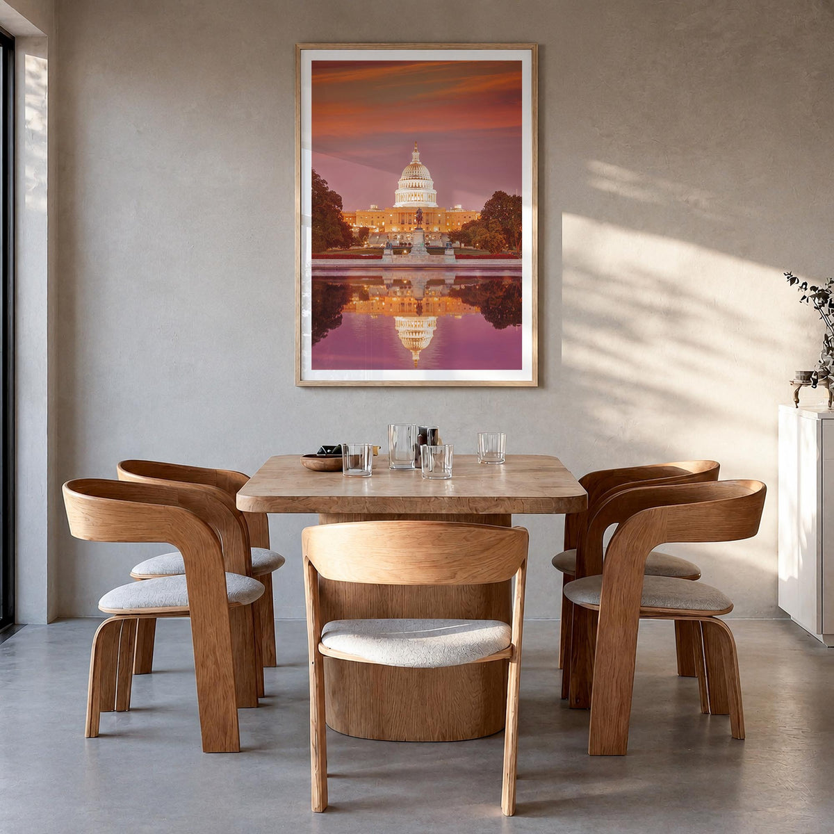 Washington, D.C. no. 1 colorful photo poster of District of Columbia, USA – vertical wall art in natural wood frame with whit