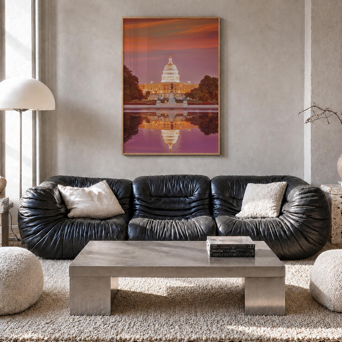 Washington, D.C. no. 1 colorful photo poster of District of Columbia, USA – vertical wall art in natural wood frame, hanging 