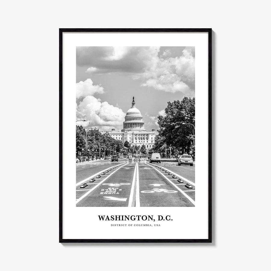 Washington, D.C. no. 3 black & white classic poster of District of Columbia, USA – vertical wall art, unframed print shown in