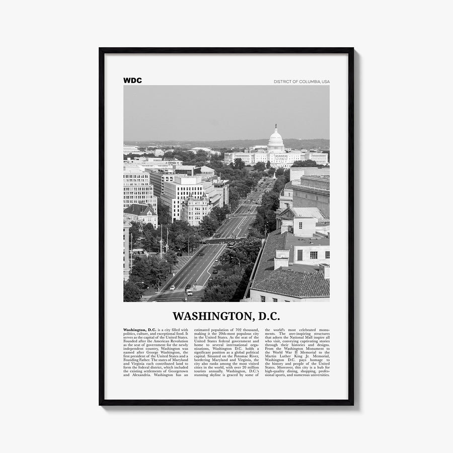 Washington, D.C. no. 3 black & white newspaper poster of District of Columbia, USA – vertical wall art, unframed print shown 