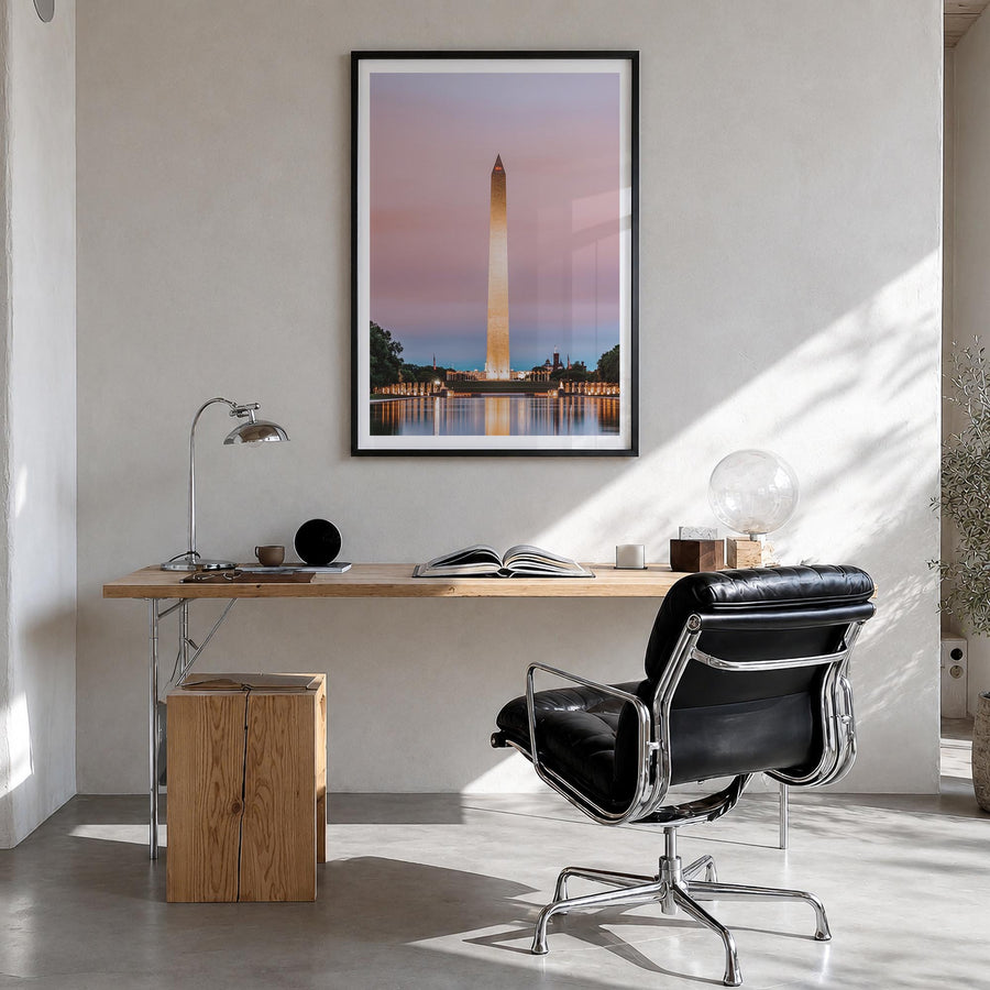 Washington, D.C. no. 3 colorful photo poster of District of Columbia, USA – vertical wall art in black wood frame with white 