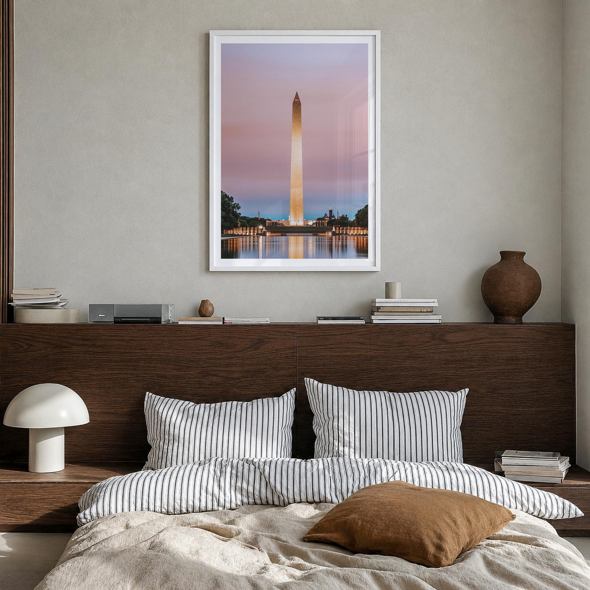 Washington, D.C. no. 3 colorful photo poster of District of Columbia, USA – vertical wall art in white wood frame with white 