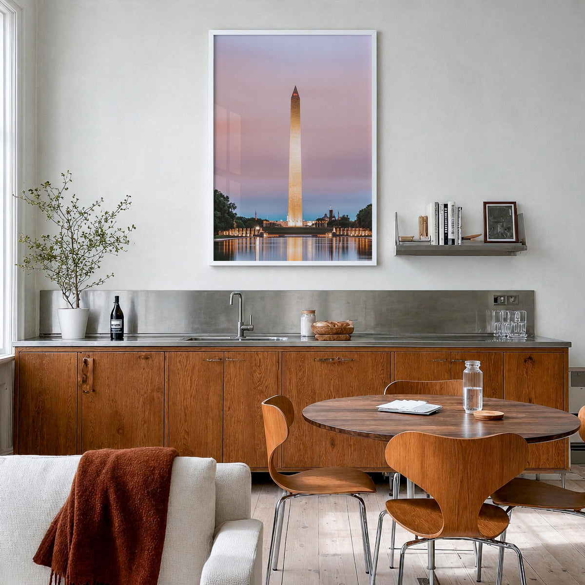 Washington, D.C. no. 3 colorful photo poster of District of Columbia, USA – vertical wall art in white wood frame, hanging on