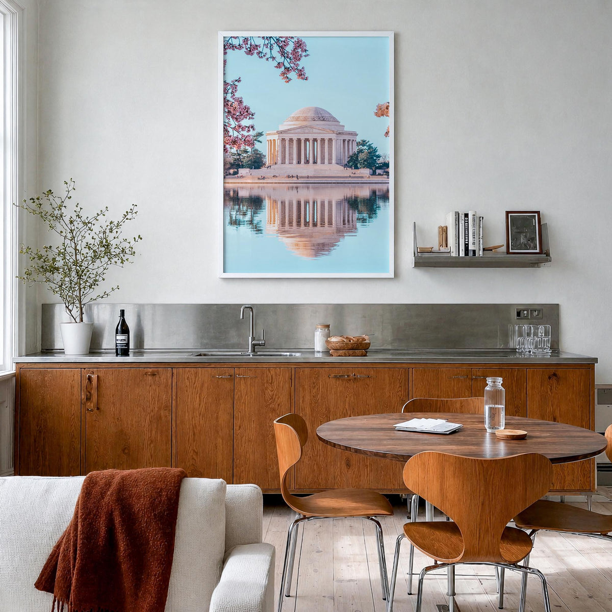Washington, D.C. no. 4 colorful photo poster of District of Columbia, USA – vertical wall art in white wood frame, hanging on