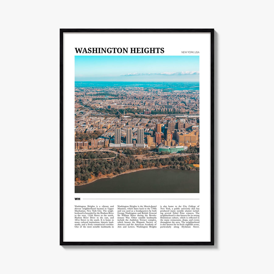 Washington Heights colorful travel poster of Manhattan, New York City – vertical wall art, unframed print shown in interior m
