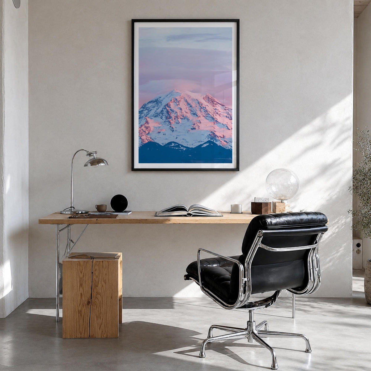 Washington (State) colorful photo poster of Washington, USA – vertical wall art in black wood frame with white border, hangin