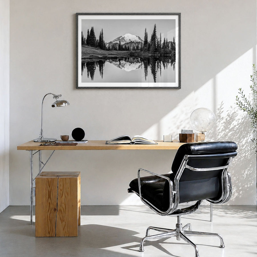 Washington (State) Photo No 1 Poster in a black wood frame, hanging in a bright home office, white border