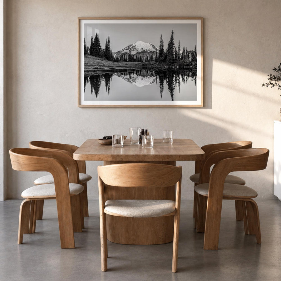 Washington (State) no. 1 black & white photo poster of Washington, USA – horizontal wall art in natural wood frame with white