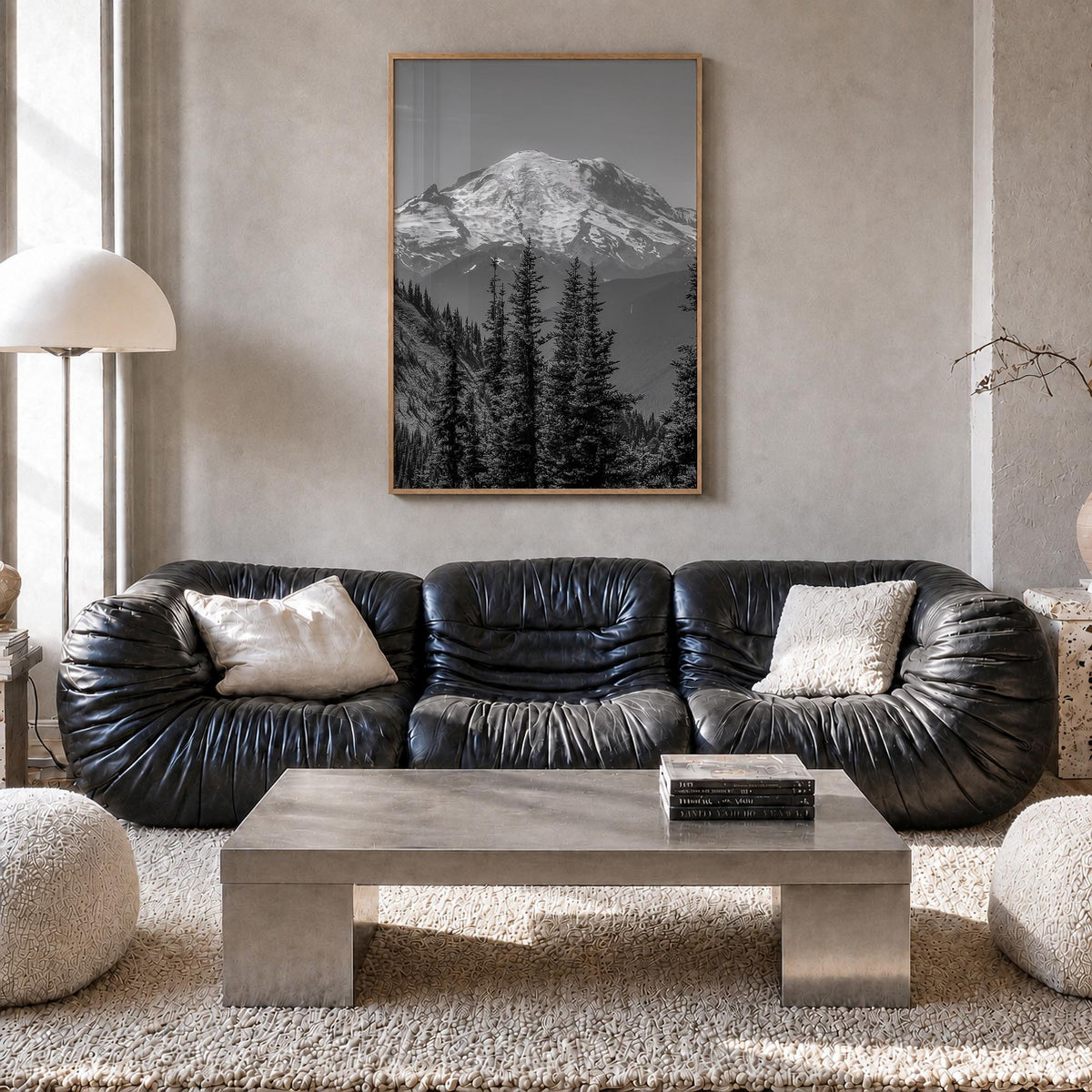 Washington (State) no. 2 black & white photo poster of Washington, USA – vertical wall art in natural wood frame, hanging on 