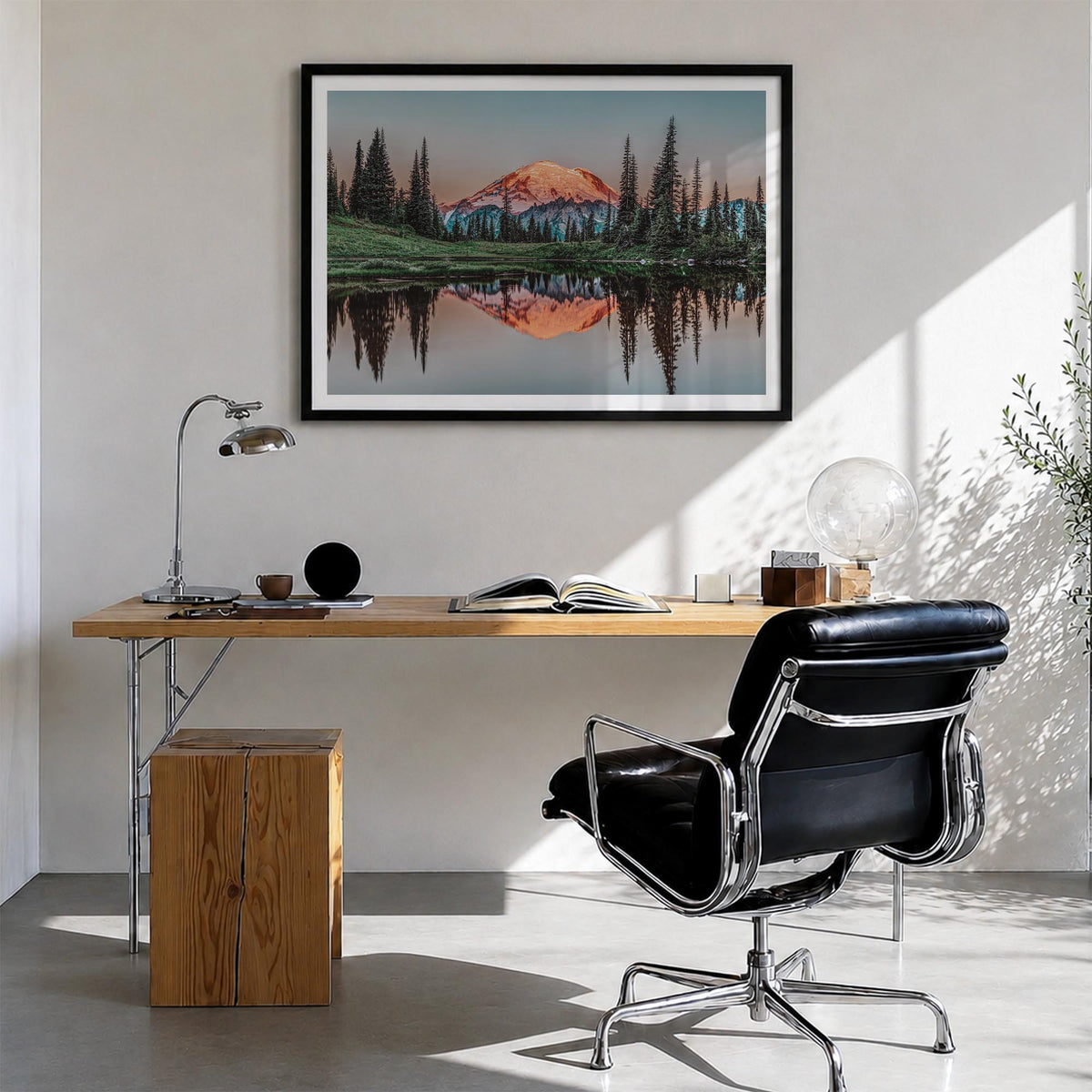 Washington (State) no. 2 colorful photo poster of Washington, USA – horizontal wall art in black wood frame with white border