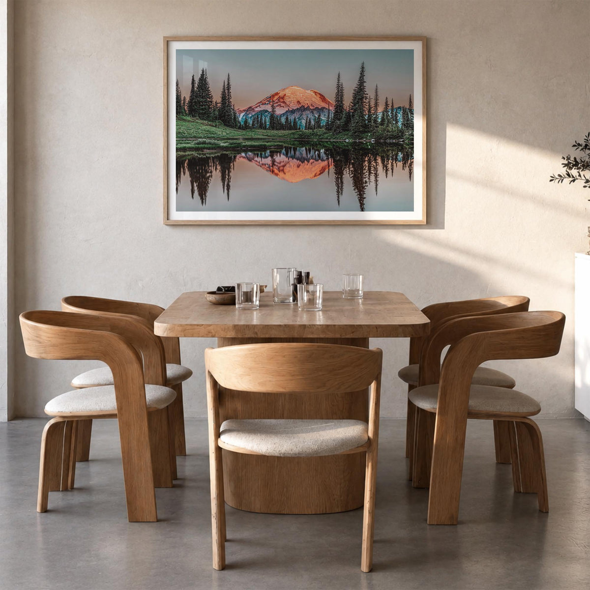 Washington (State) no. 2 colorful photo poster of Washington, USA – horizontal wall art in natural wood frame with white bord