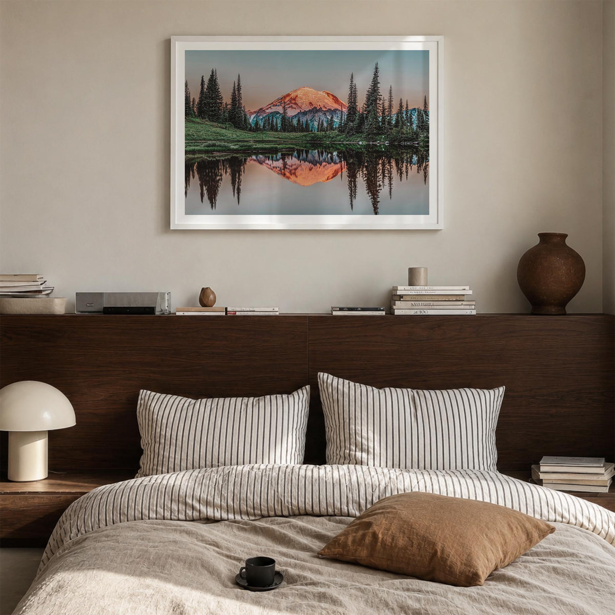 Washington (State) no. 2 colorful photo poster of Washington, USA – horizontal wall art in white wood frame with white border