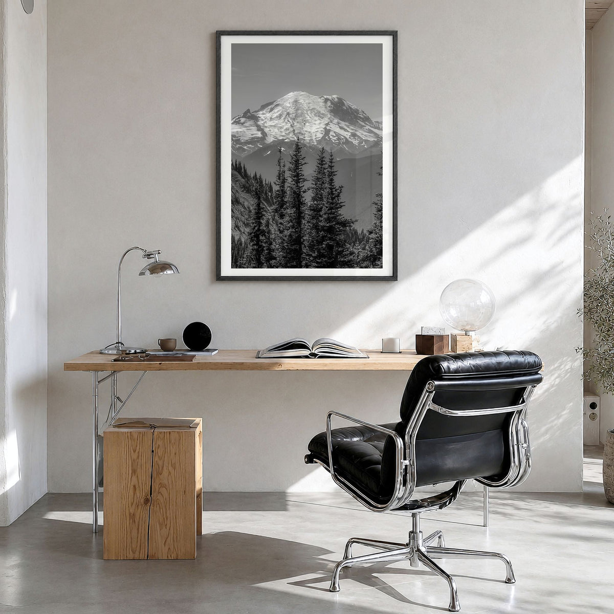 Washington (State) Photo No 2 Poster in a black wood frame, hanging in a bright home office, white border