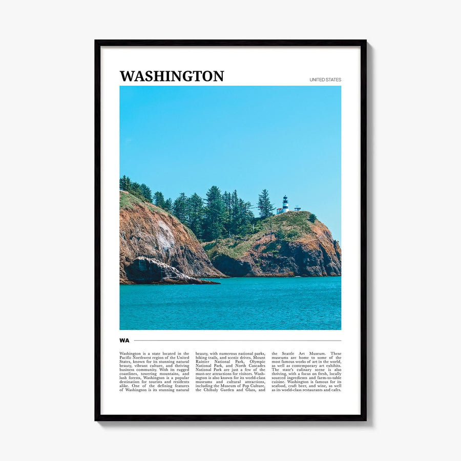 Washington (State) Travel Poster, framed poster mockup