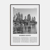 Washoe County Poster Black Metal / 8x12 in Nbourhood Travel B&W Poster