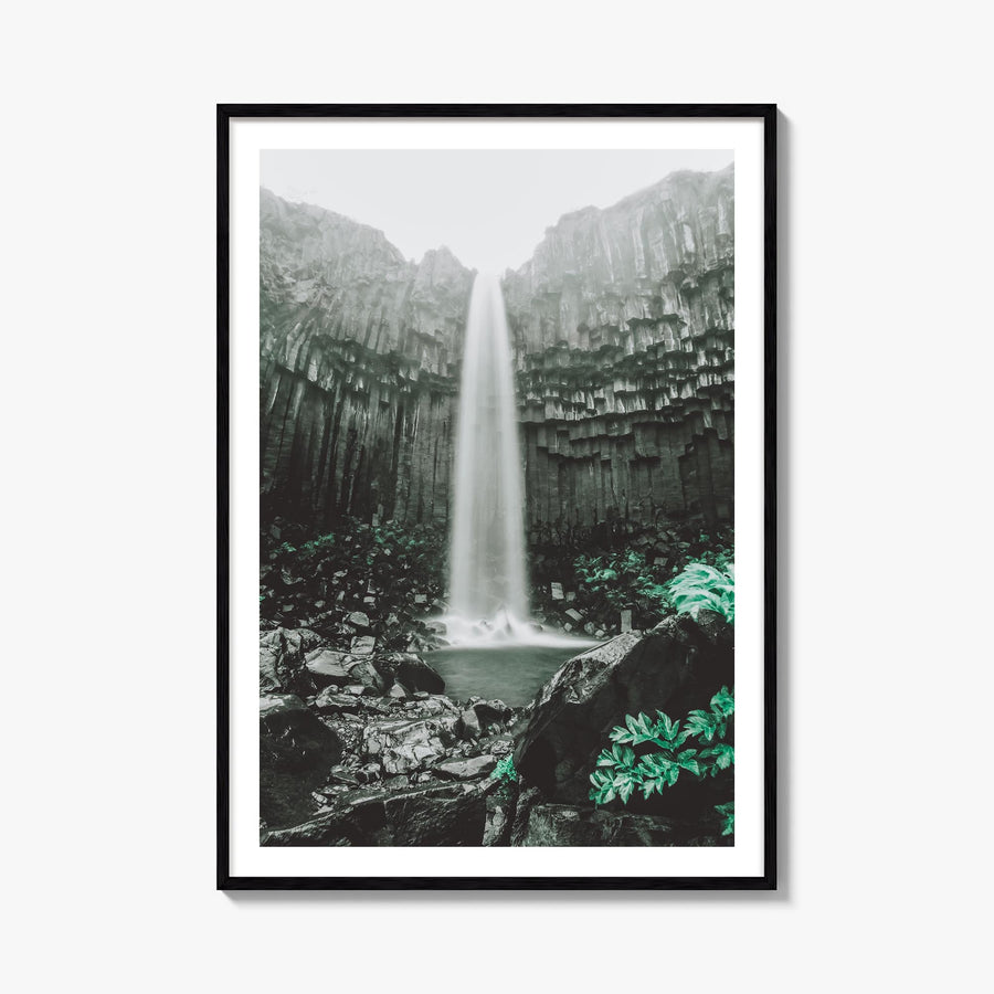 Waterfall colorful photo poster – vertical wall art, unframed print shown in interior mockup