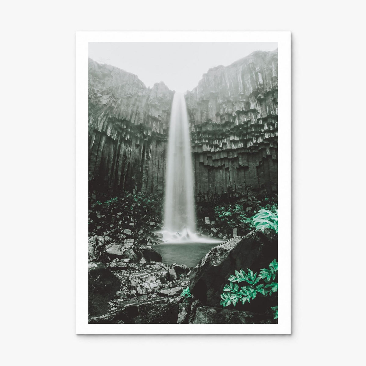 Waterfall Photo Poster, print only (unframed), white border