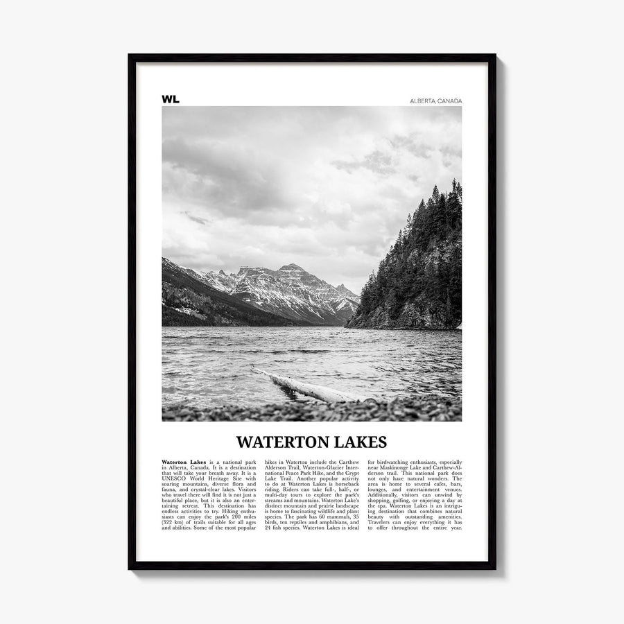 Waterton Lakes National Park Newspaper Poster, framed poster mockup
