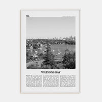 Watsons Bay Poster White Wood / 8x12 in Nbourhood Travel B&W Poster