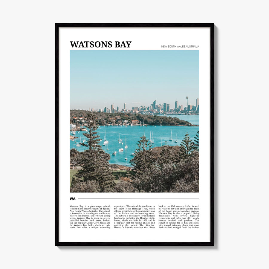 Watsons Bay Travel Poster, framed poster mockup